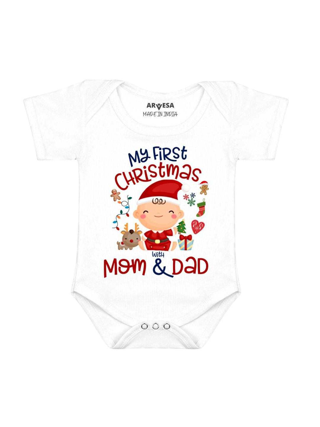 Arvesa First Christmas Printed Baby Romper