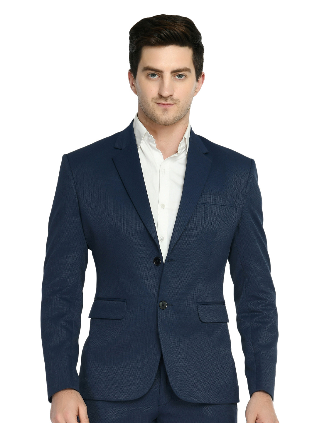 FIVEFEB Notched Lapel Collar Single-Breasted Slim-Fit Formal Blazer