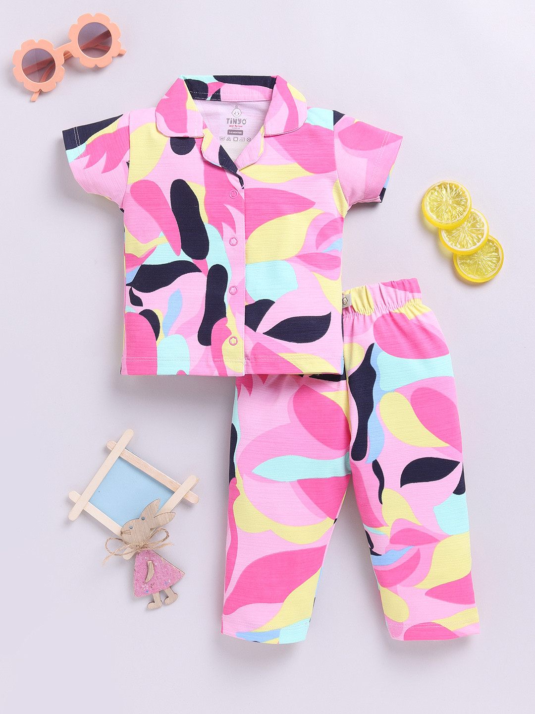YK X Tinyo Infant Girls Printed Night suit
