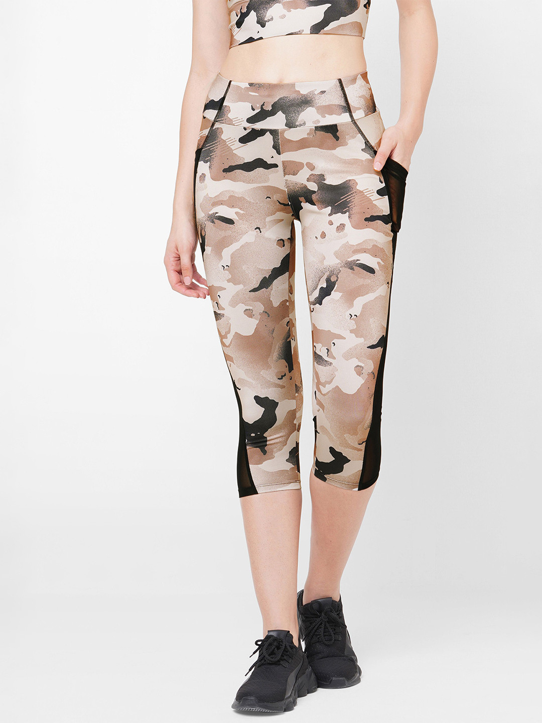 LAASA SPORTS Printed Slim-Fit Mesh Workout Tights