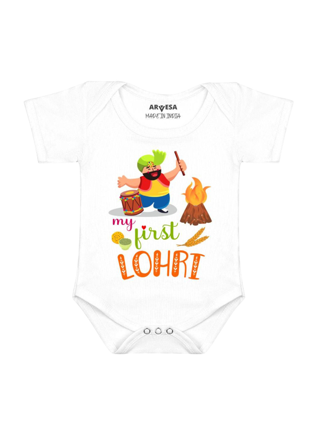 Arvesa First Lohri Printed Baby Romper