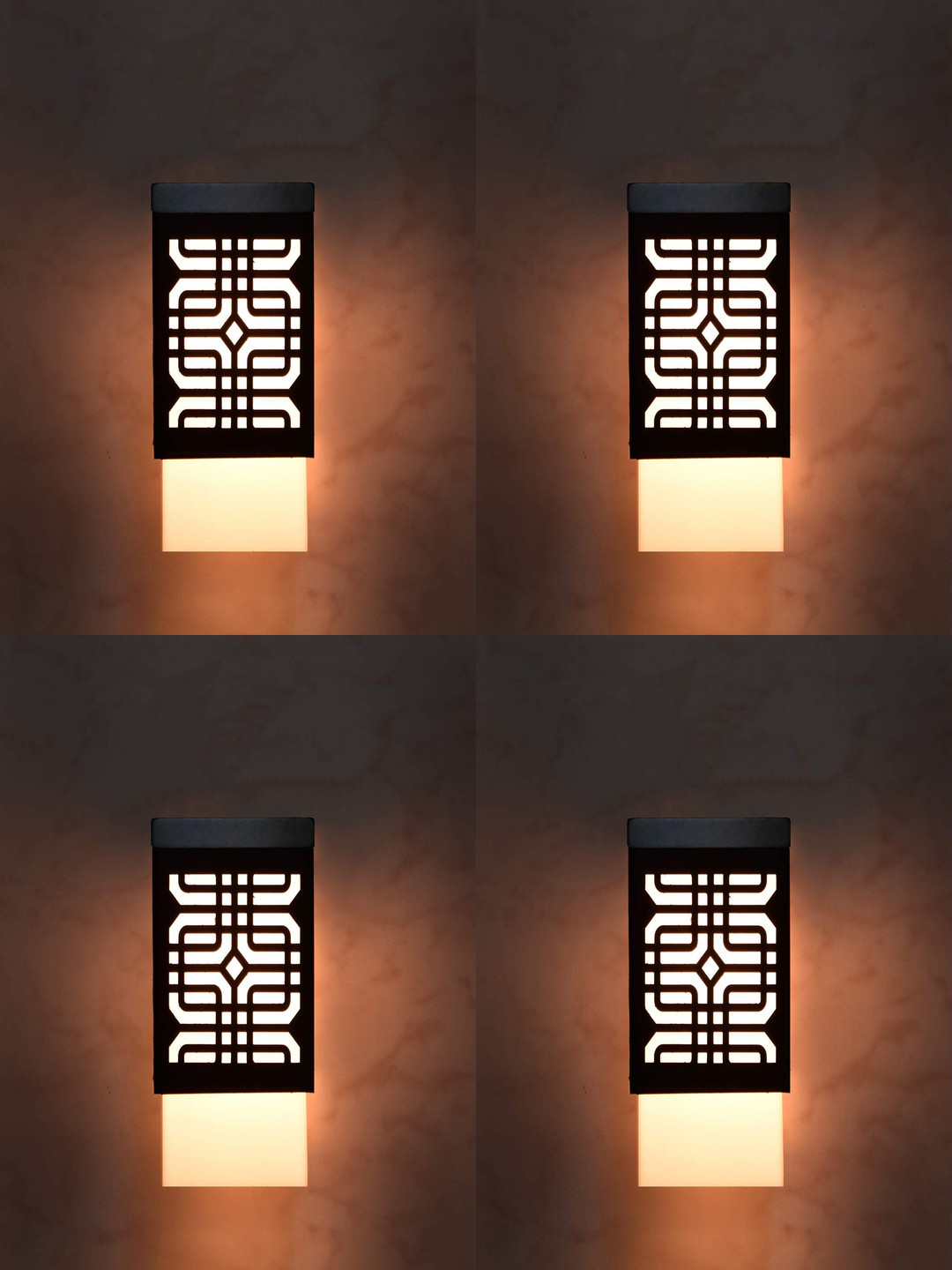 Gojeeva Black & White 4 Pieces Textured Wooden Square Shaped Celling Lamps