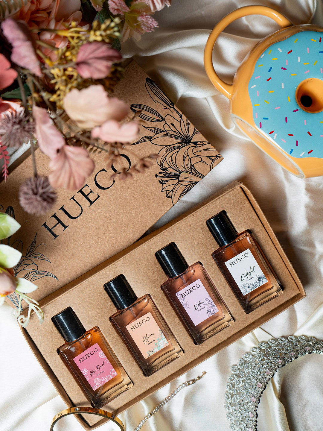 HUECO Women Set Of 4 Bloom Eden Rose Oud And Delight Parfum - 25 ml Each