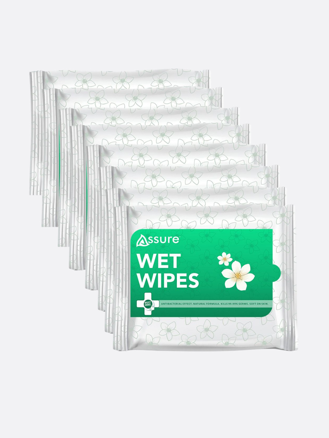 Assure Set Of 8 Fresh Active Wet Wipes With Aloevera For Hydration - 30 Pcs Each
