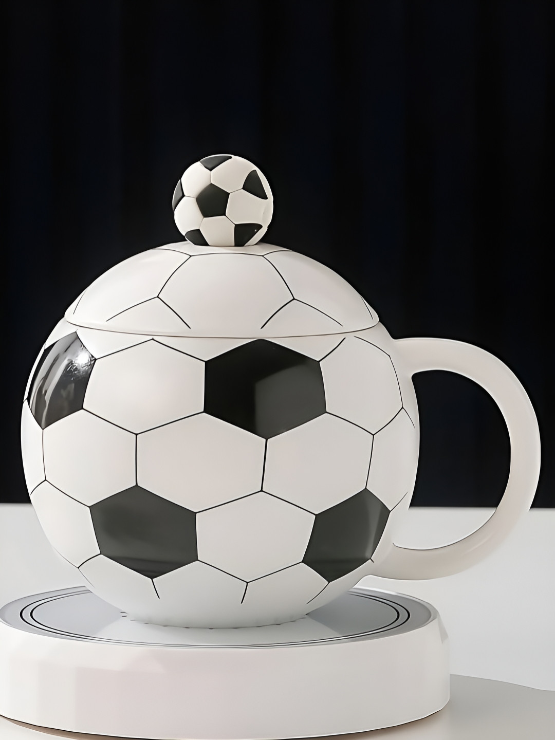 BonZeaL Black & White Checked Printed Ceramic Glossy Mug 400 ml