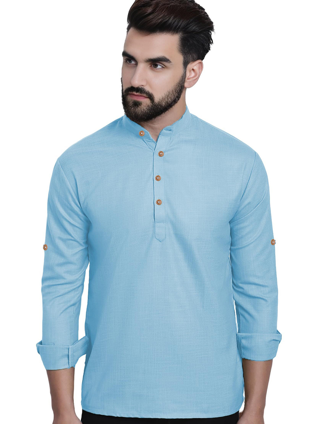 univibe Cotton Mandarin Collar Slim Fit Kurta