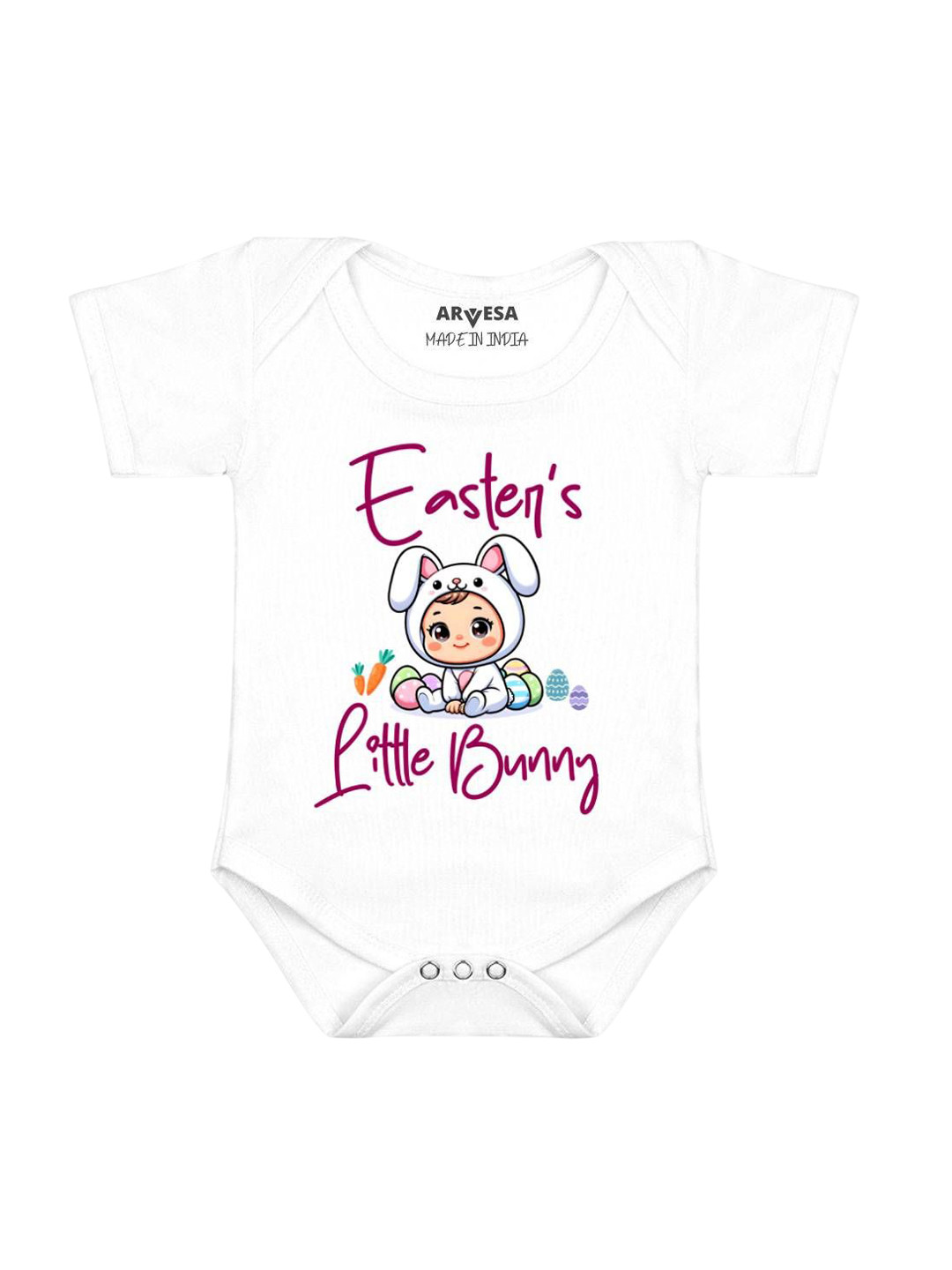 Arvesa Kids Easter Little Bunny Printed Baby Romper