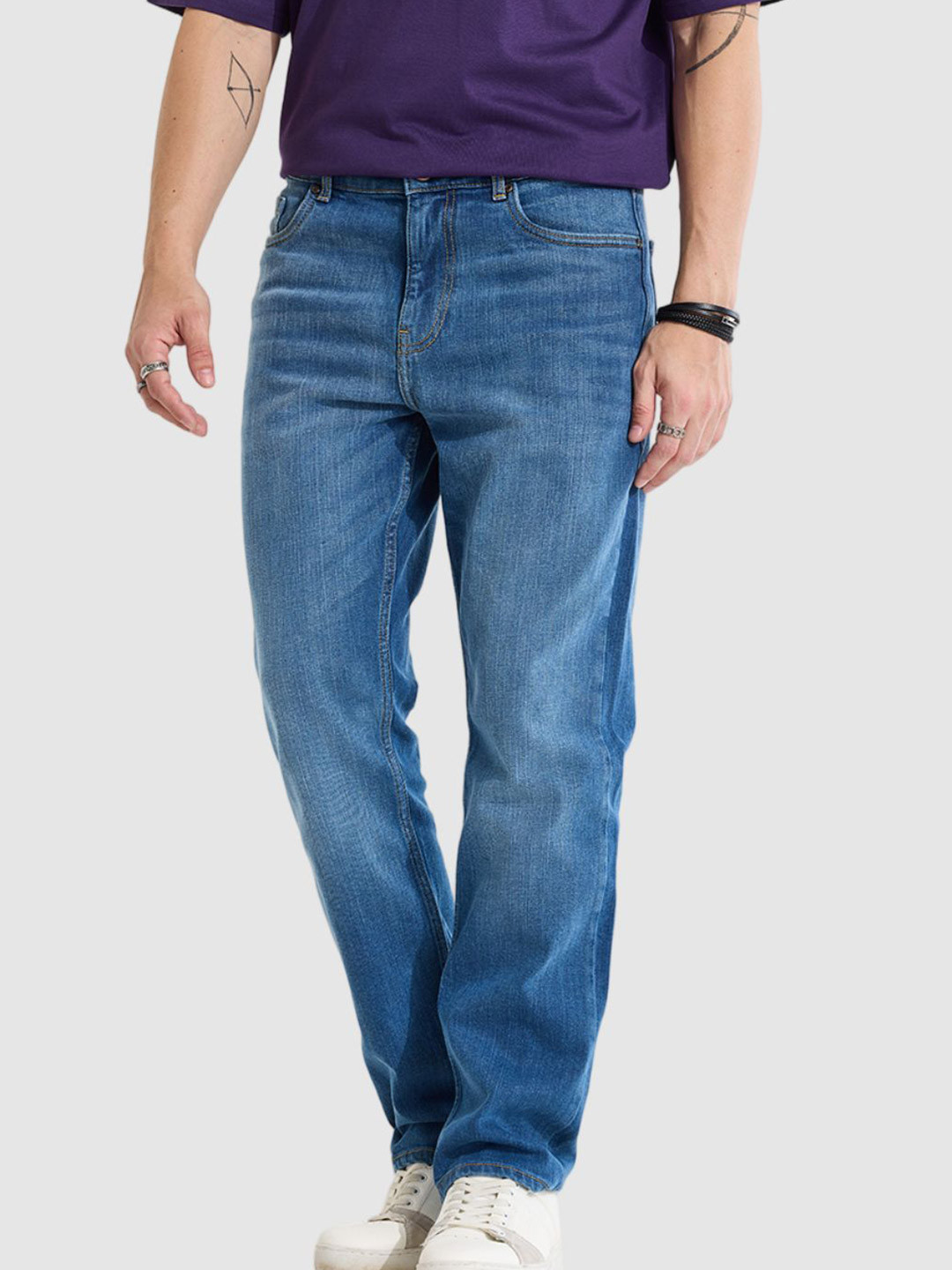 Snitch Men Dark Blue Regular Fit Jeans