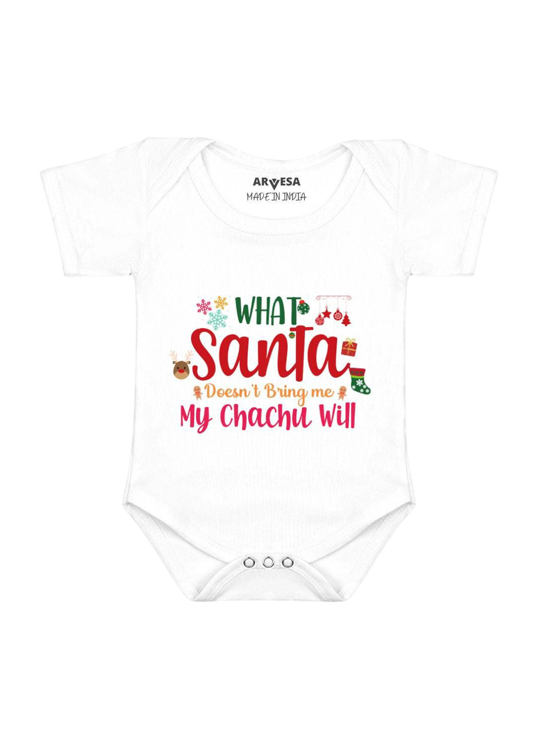 Arvesa Infants What What Santa Doesn'T Bring My Chacchu Printed Baby Bodysuit