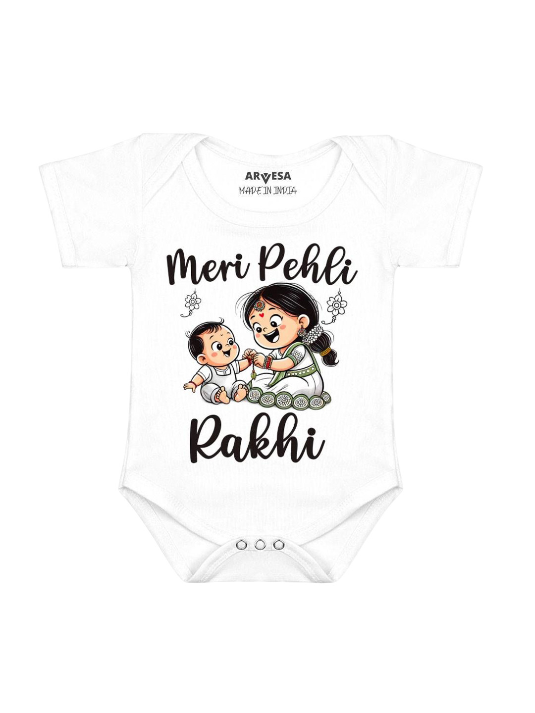 Arvesa Kids Meri Pehli Rakhi Printed Baby Bodysuit