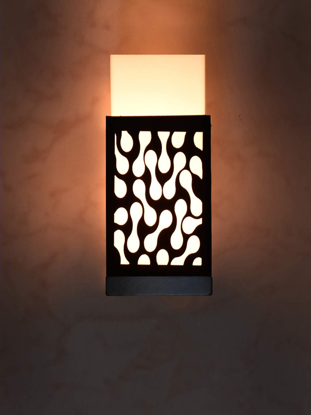 Gojeeva Black & White Textured Contemporary Cylindrical Shaped Wooden Wall Lamp