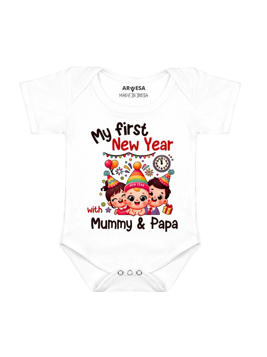 Arvesa First New Year Printed Baby Romper