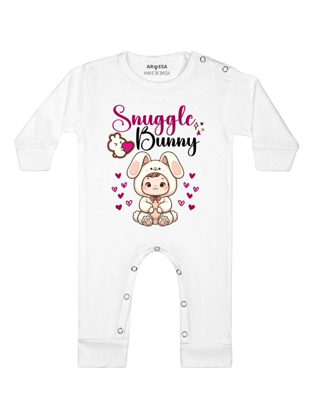 Arvesa Snuggle Bunny Printed Baby Romper