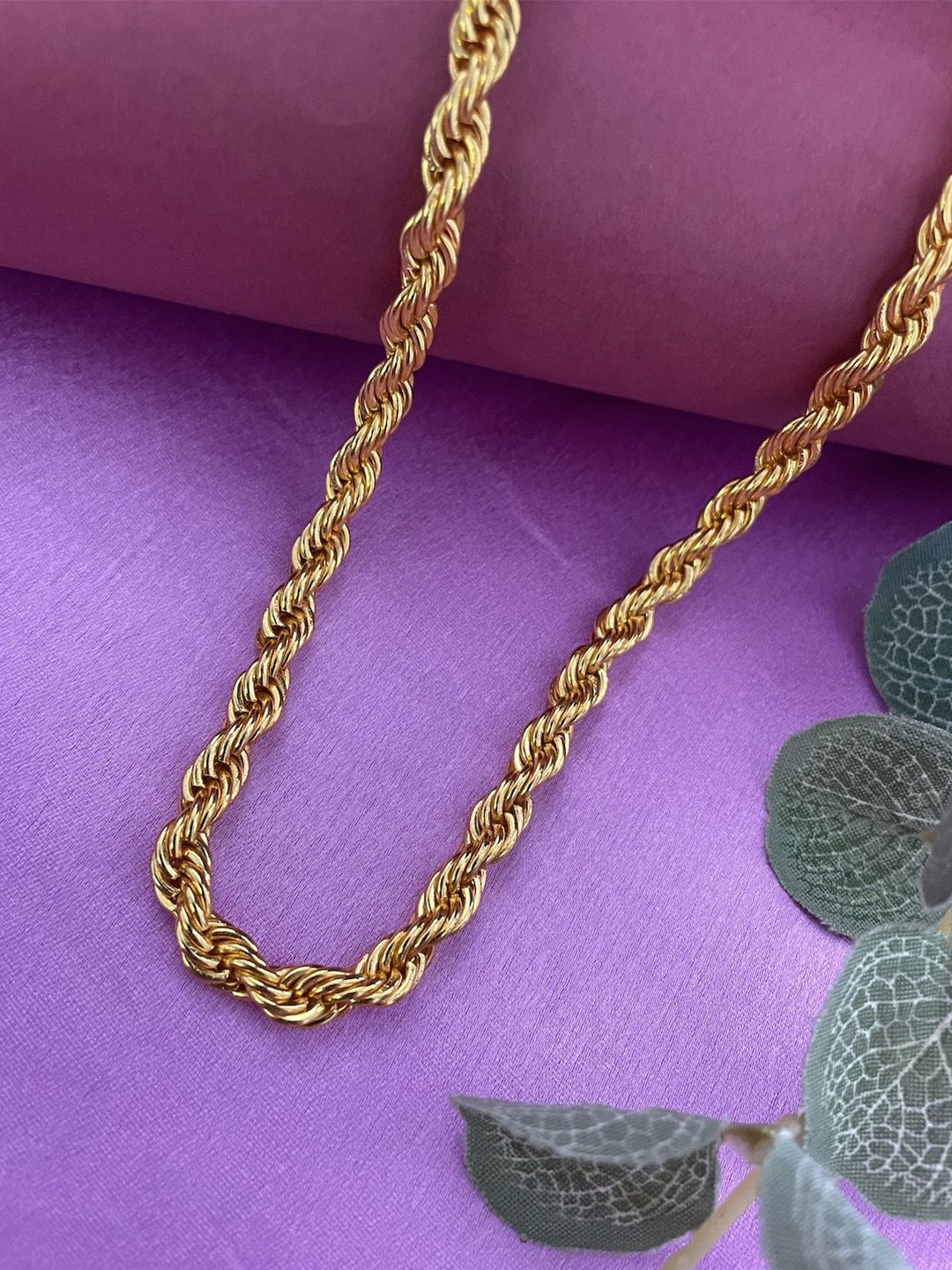 Digital Dress Room Gold-Plated Minimal Rope Design Chain Necklace