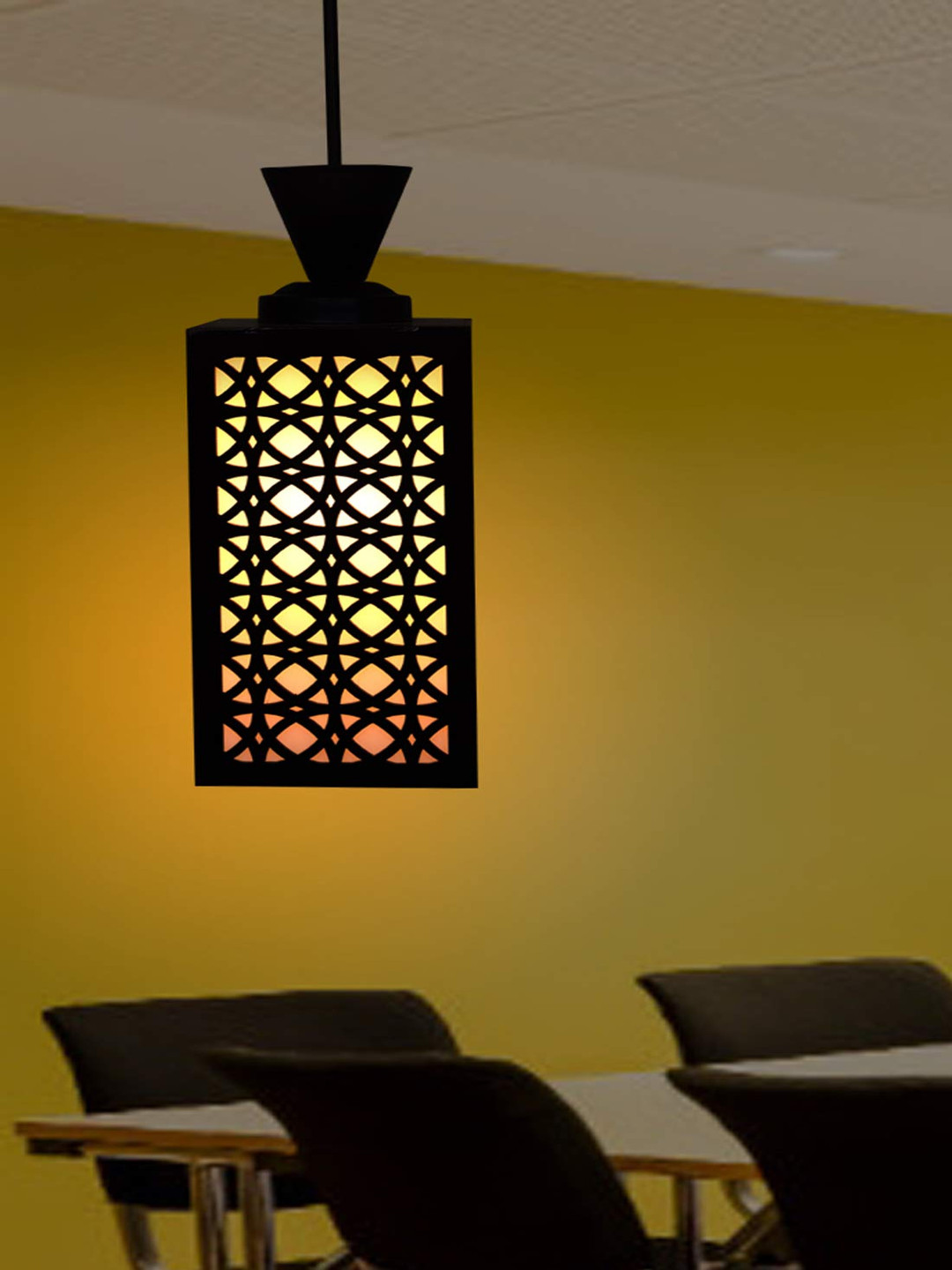 Gojeeva Black & White Textured Wooden Contemporary Rectangle Shaped Wall Lamp Ceiling Lamp