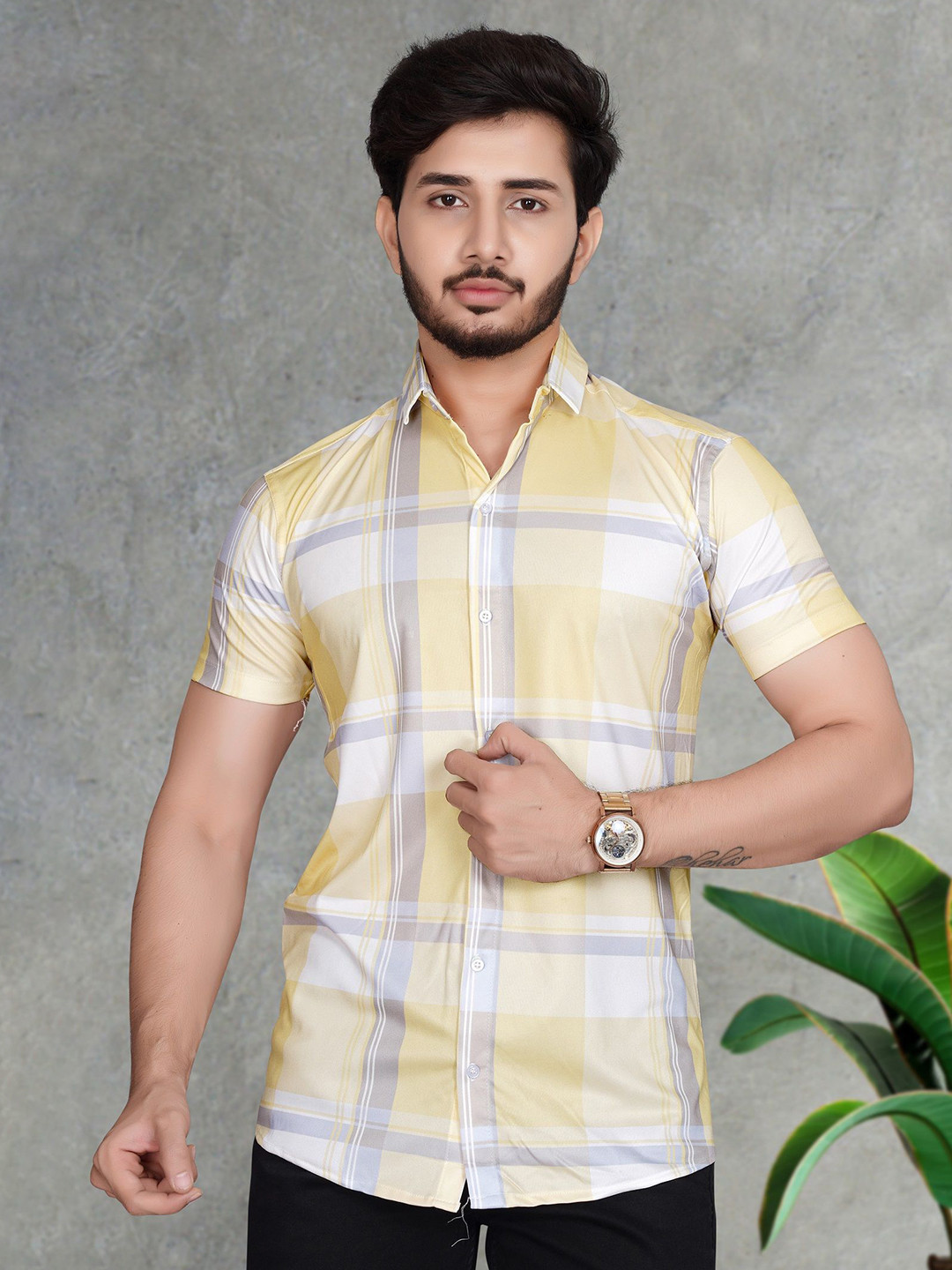 MARMIC FAB Men Classic Slim Fit Tartan Checks Opaque Printed Casual Shirt