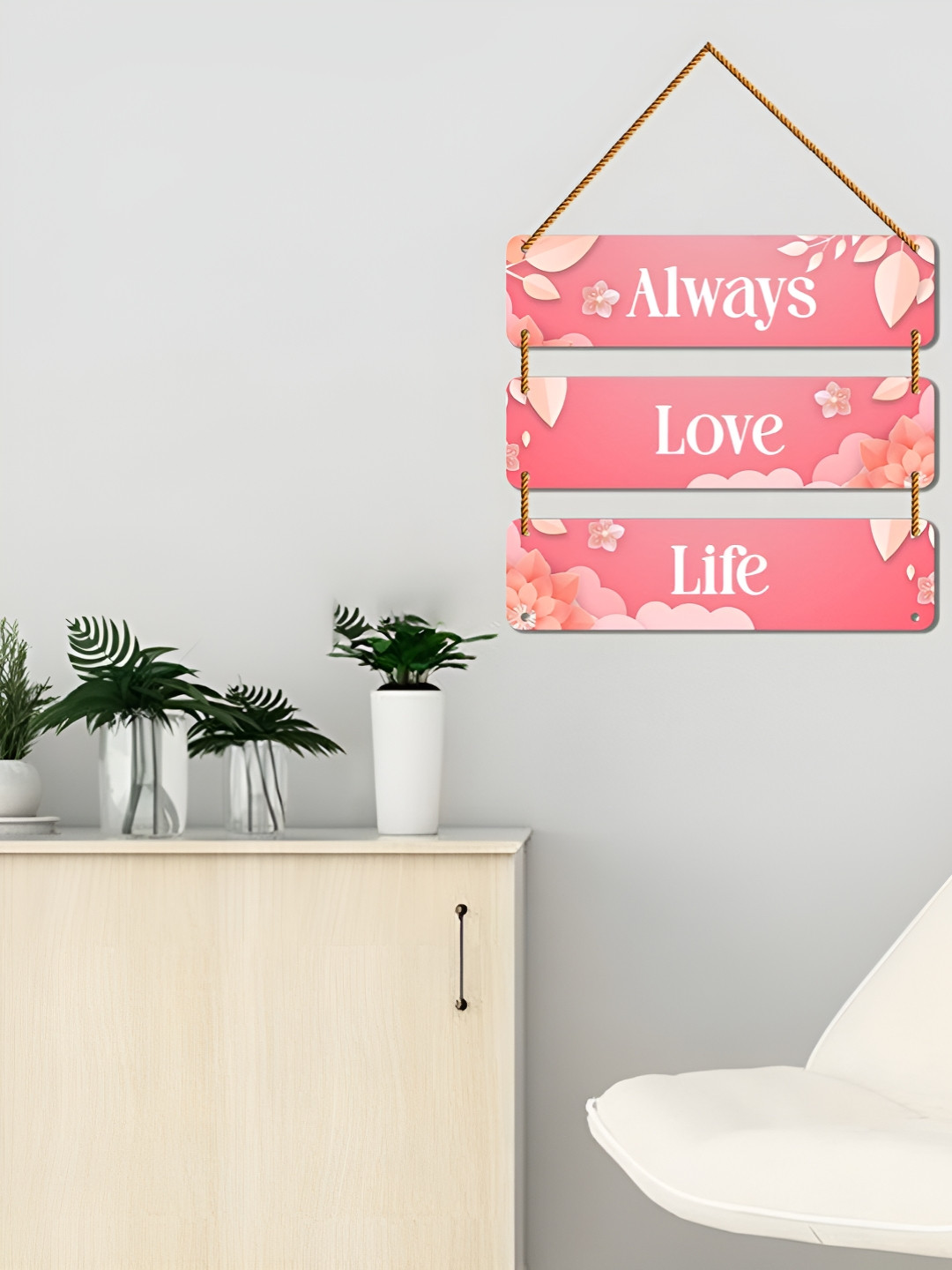 WallDaddy Pink & White Motivational Qoute Printed Wooded Signs And Plaques Wall Decor