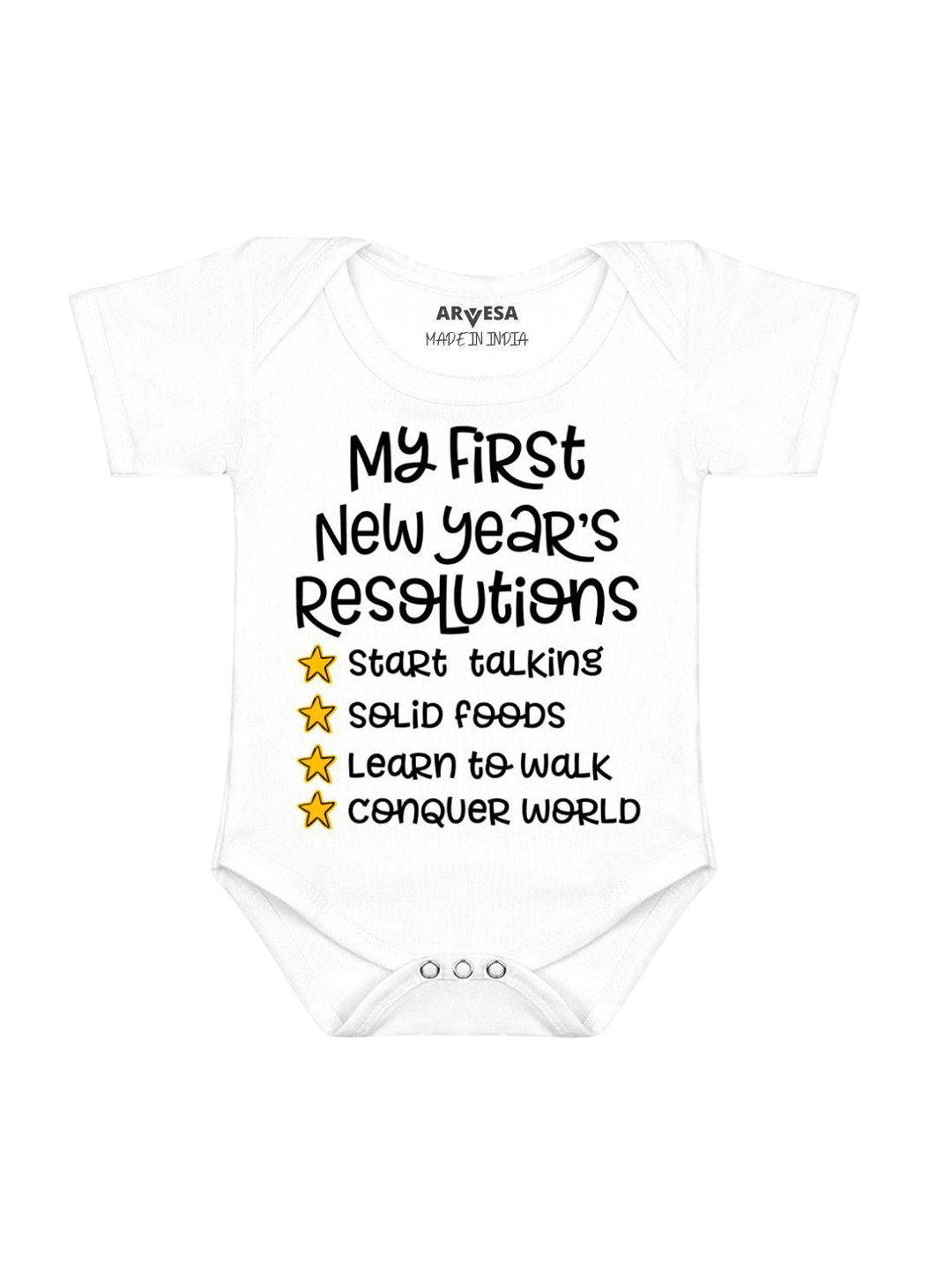 Arvesa Infants First New Year Printed Baby Bodysuit