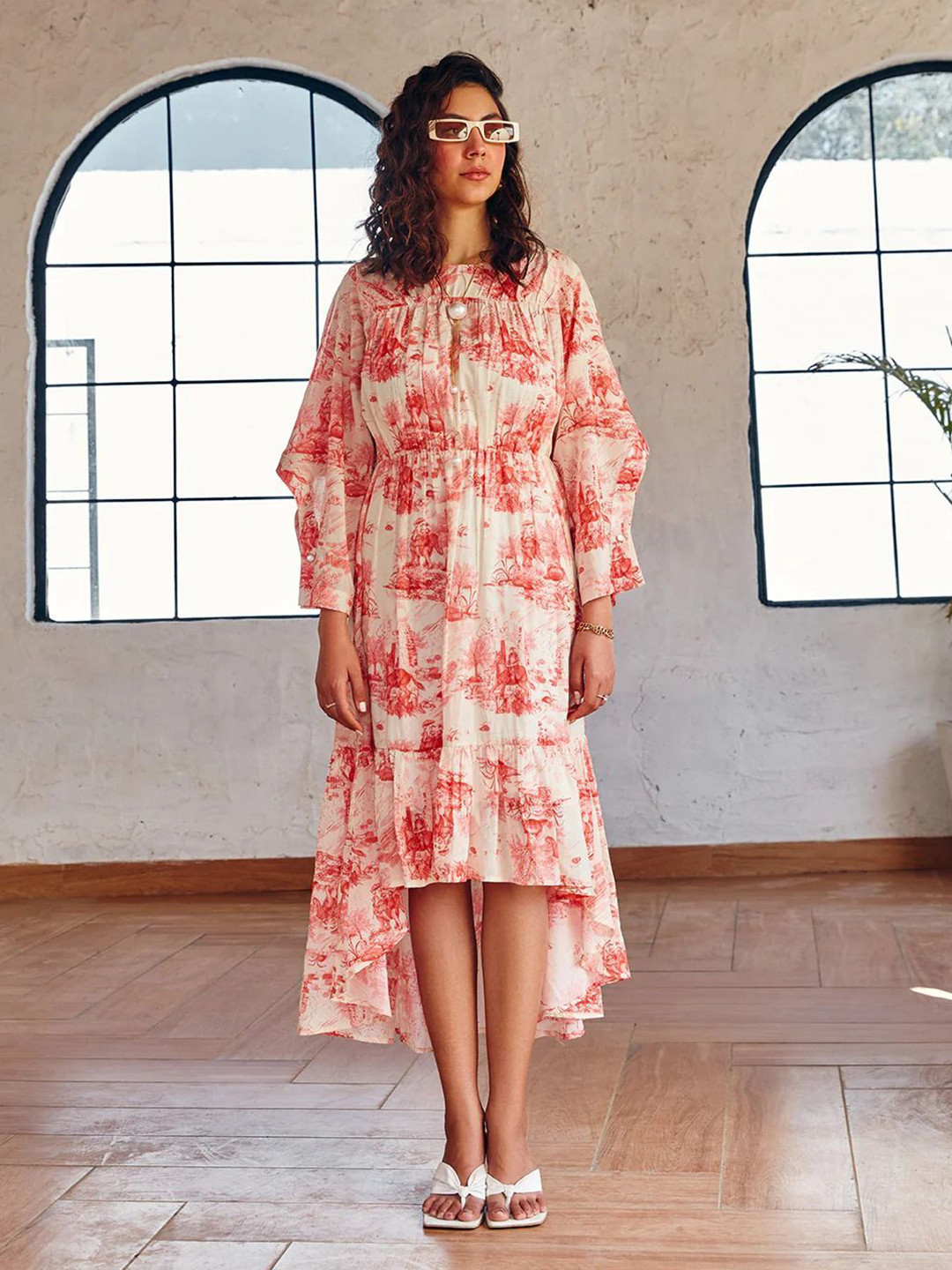 HOUSE OF FETT Print A-Line Midi Dress