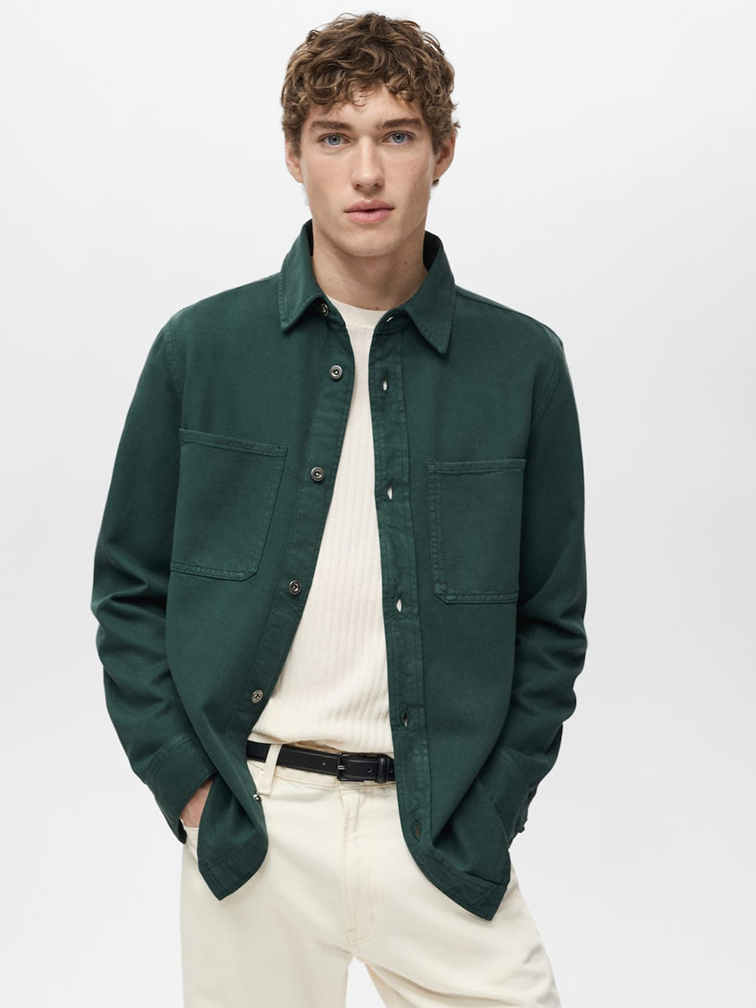 MANGO MAN Drop-Shoulder Sleeves Shacket