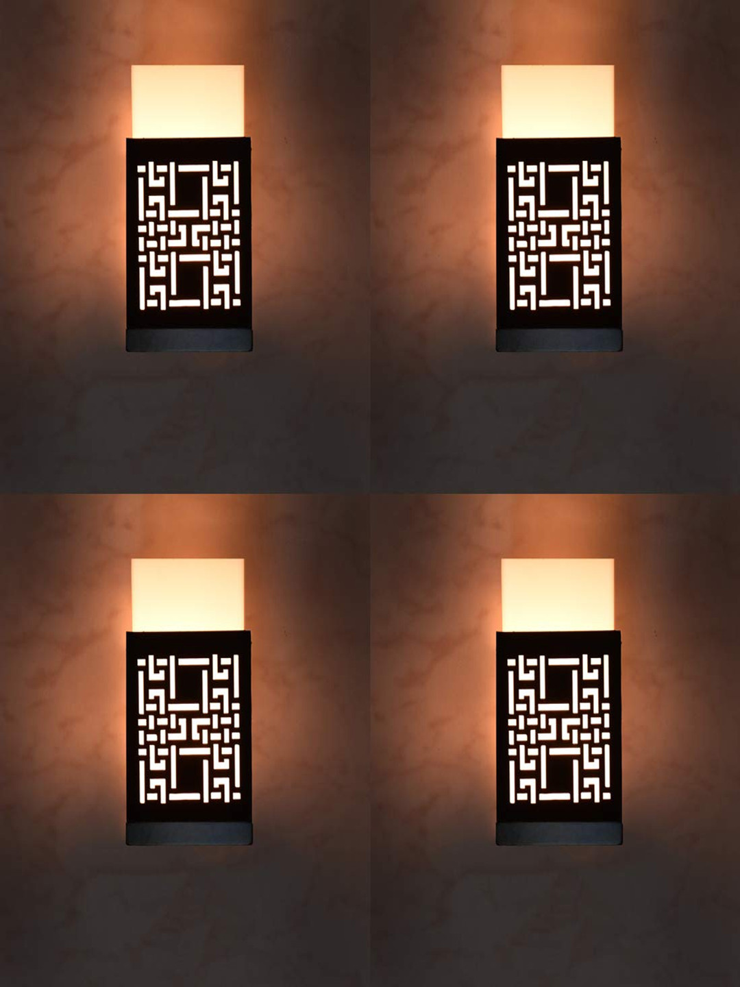 Gojeeva Black Wooden Square Shaped Wall Lamp