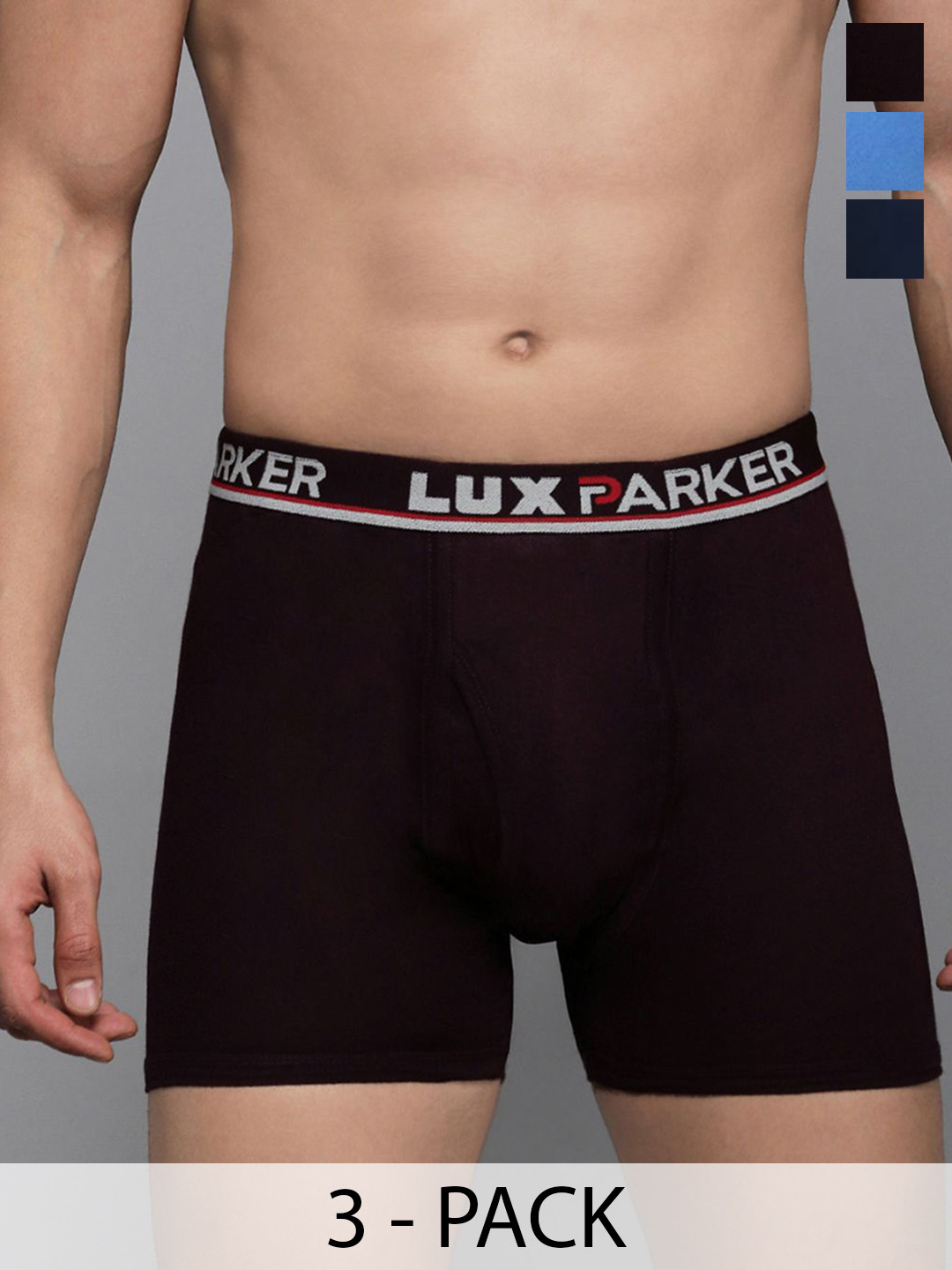 LUX PARKER Pack Of 3 Pure Cotton Long Trunks LUX_PARKER_LONG_TRUNK_OE_COL_3PC