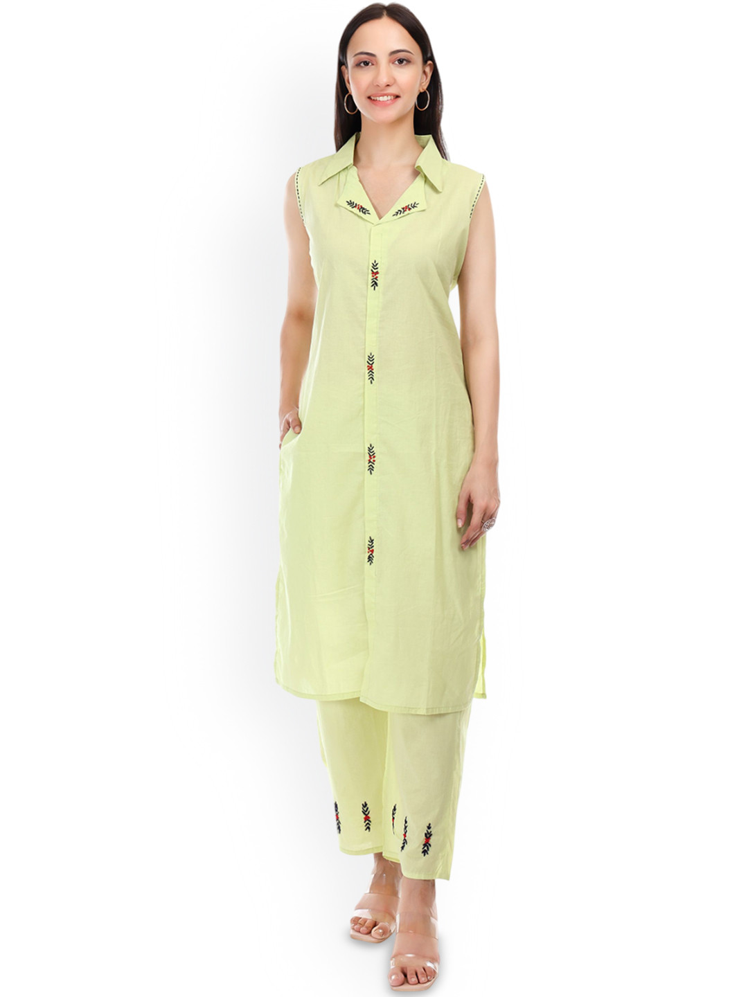 JAITRA APPARELS Embroidered Pure Cotton Tunic With Trouser