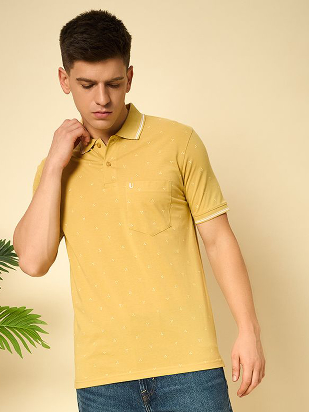 UNIBERRY Men Printed Polo Collar T-shirt