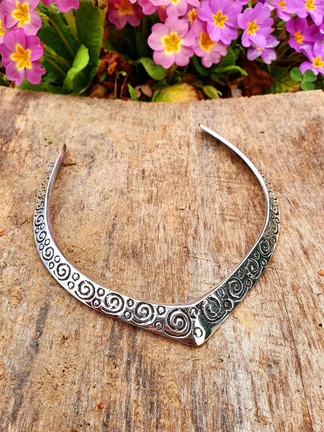 NVR Women German Silver-Plated Oxidized Statement Collar Choker Necklace