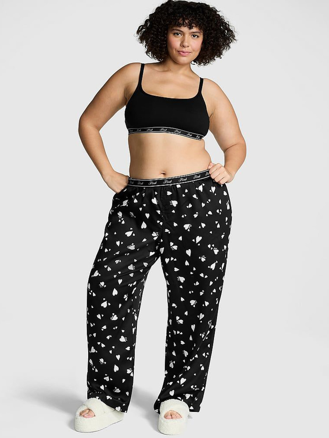 Victoria's Secret PINK Heart Printed Silky Lounge Pants