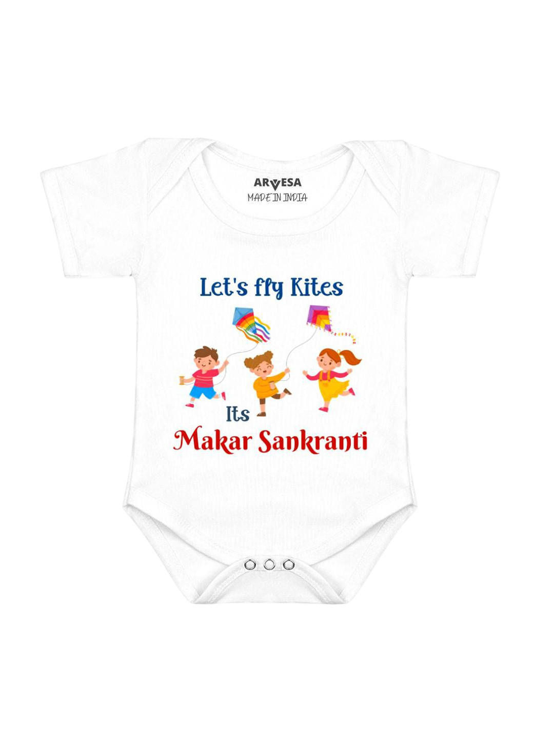 Arvesa Let'S Fly Kites Printed Baby Romper