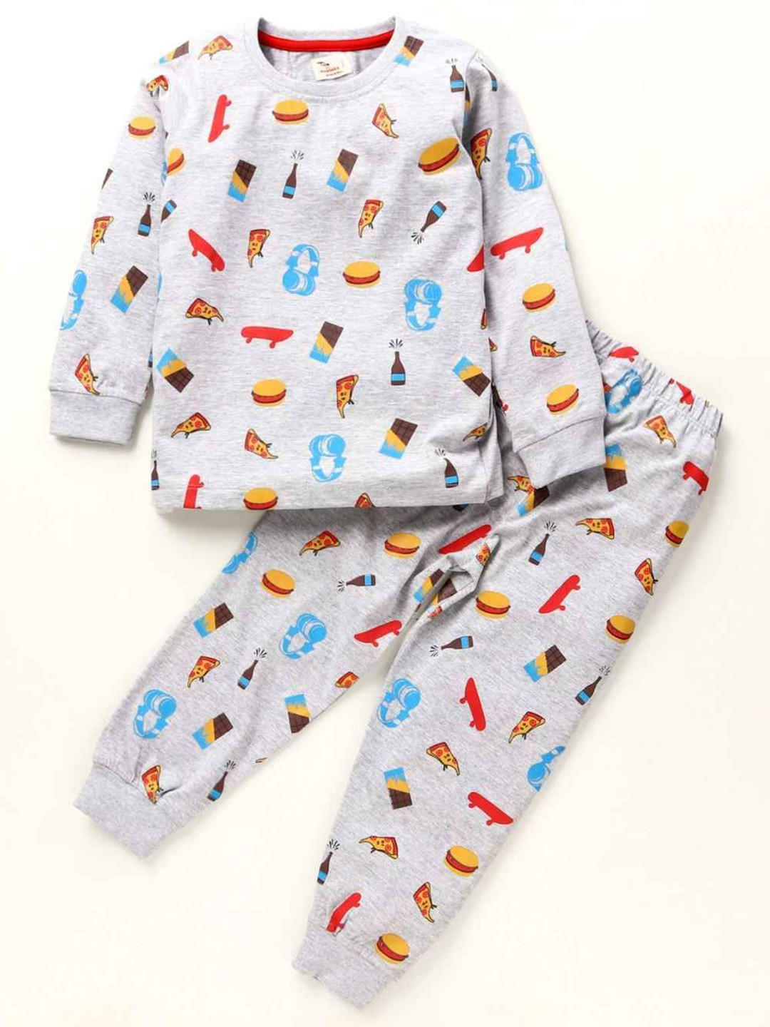 BLUSHES Kids Printed Round Neck Pure Cotton T-Shirt With Jogger