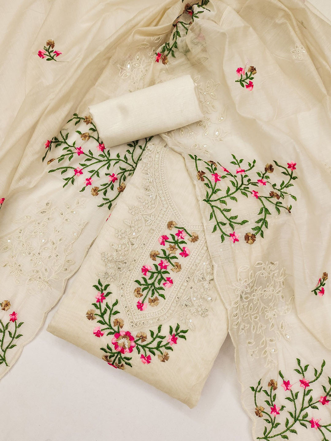 Rangtulika Ethnics Floral Embroidered Modal Unstitched Dress Material