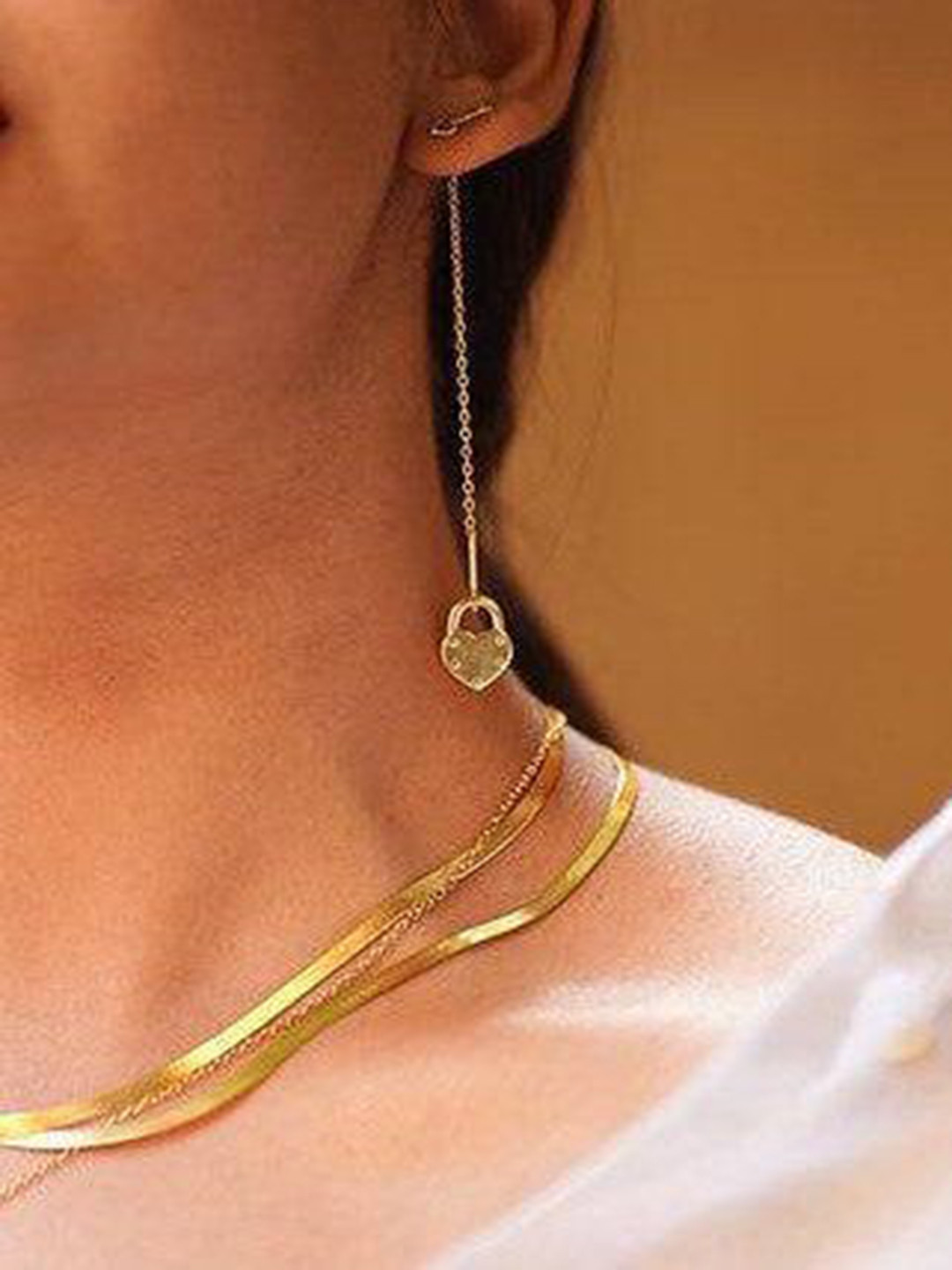 Anushka Jain Jewellery 92.5 Sterling Silver Lock & Key Threaders Classic Drop Earrings