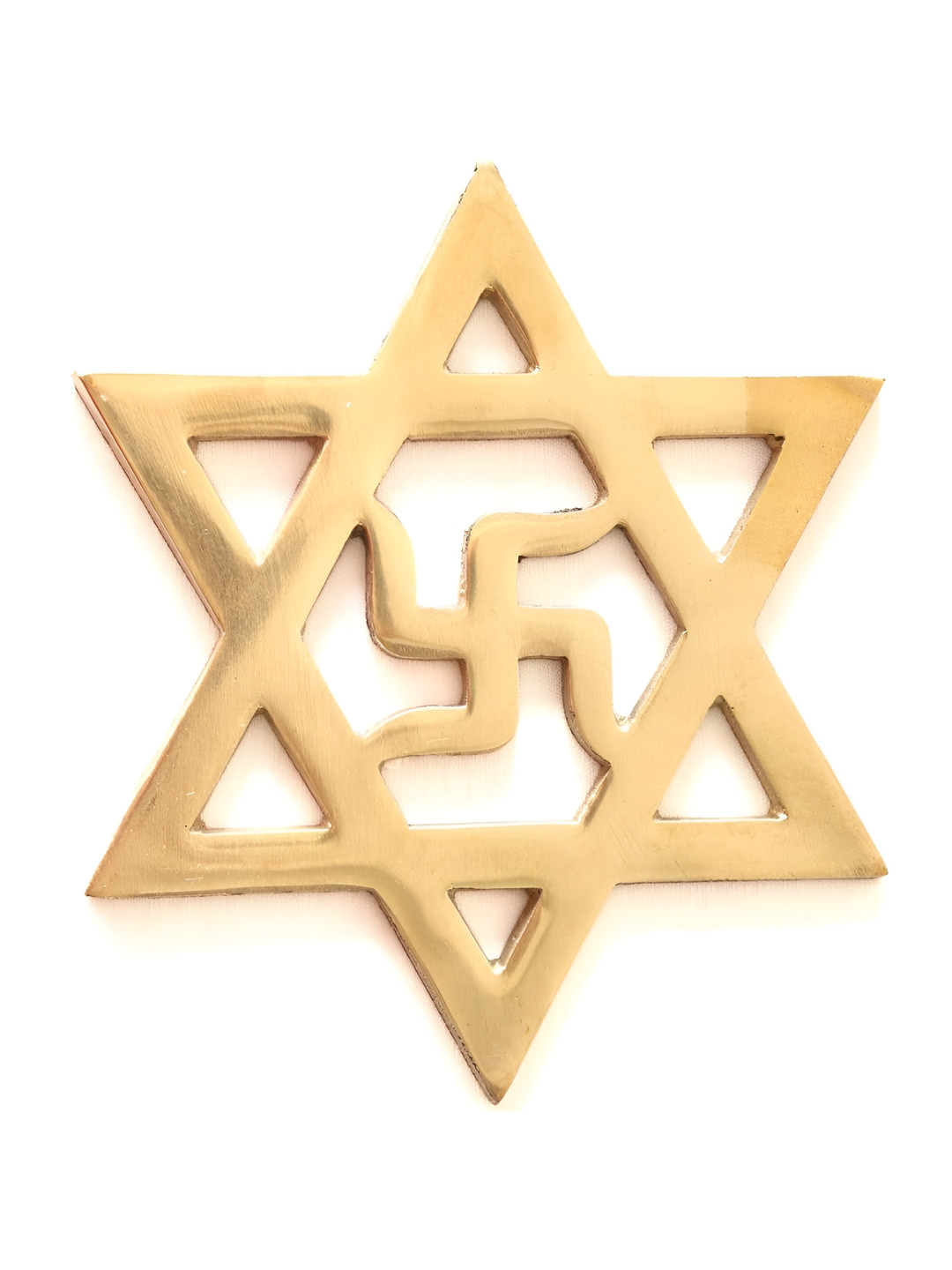 The Spiritual Living Flower Swastik Brass Glossy Hall Spiritual Wall Decor-5.5In