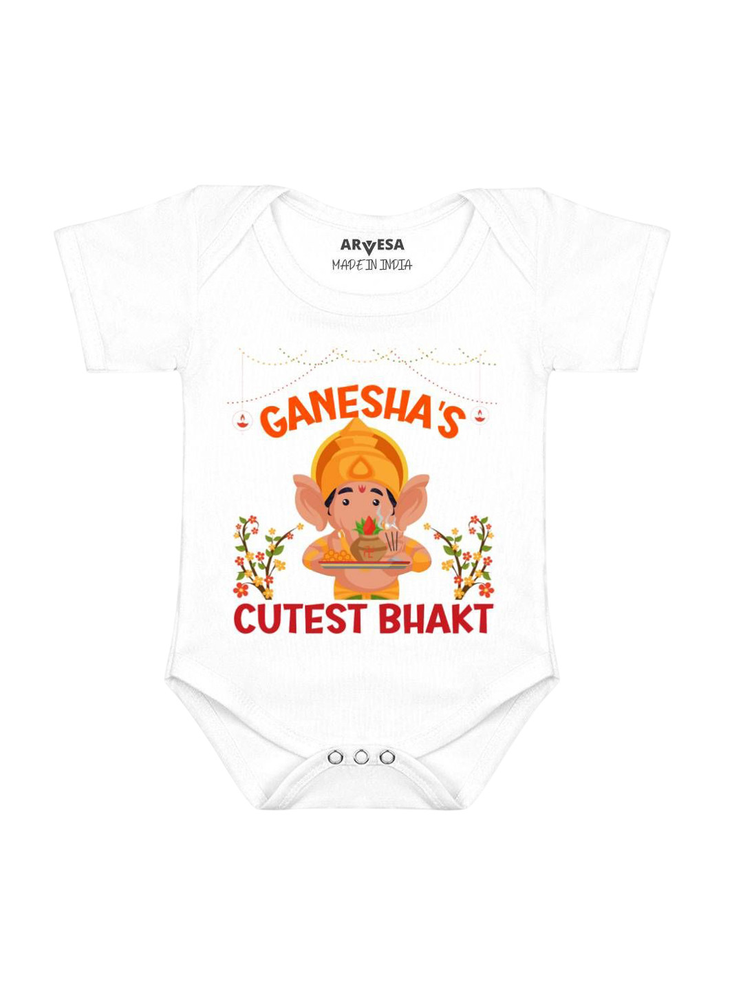 Arvesa First Ganpati Printed Baby Romper