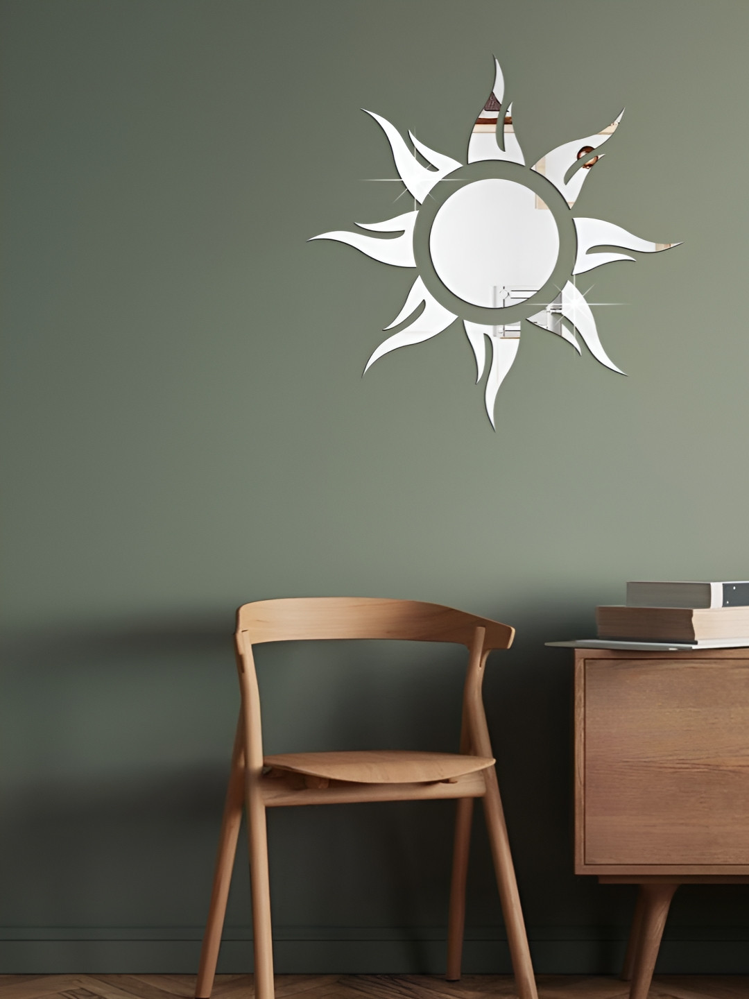 WallDaddy Silver Toned Sun Mirror WallSticker