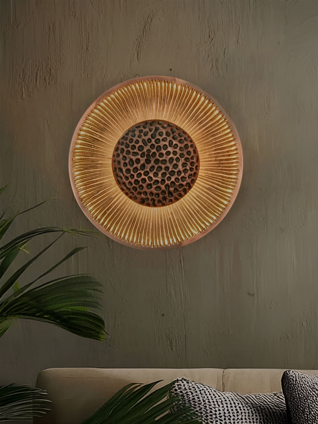 Fos Lighting Copper-Toned Textured Aluminium Spherical Shaped Wall Lamp