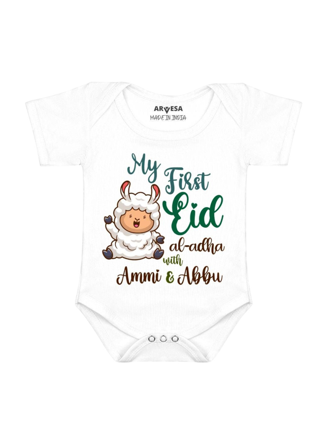 Arvesa First Bakra Eid Printed Baby Romper