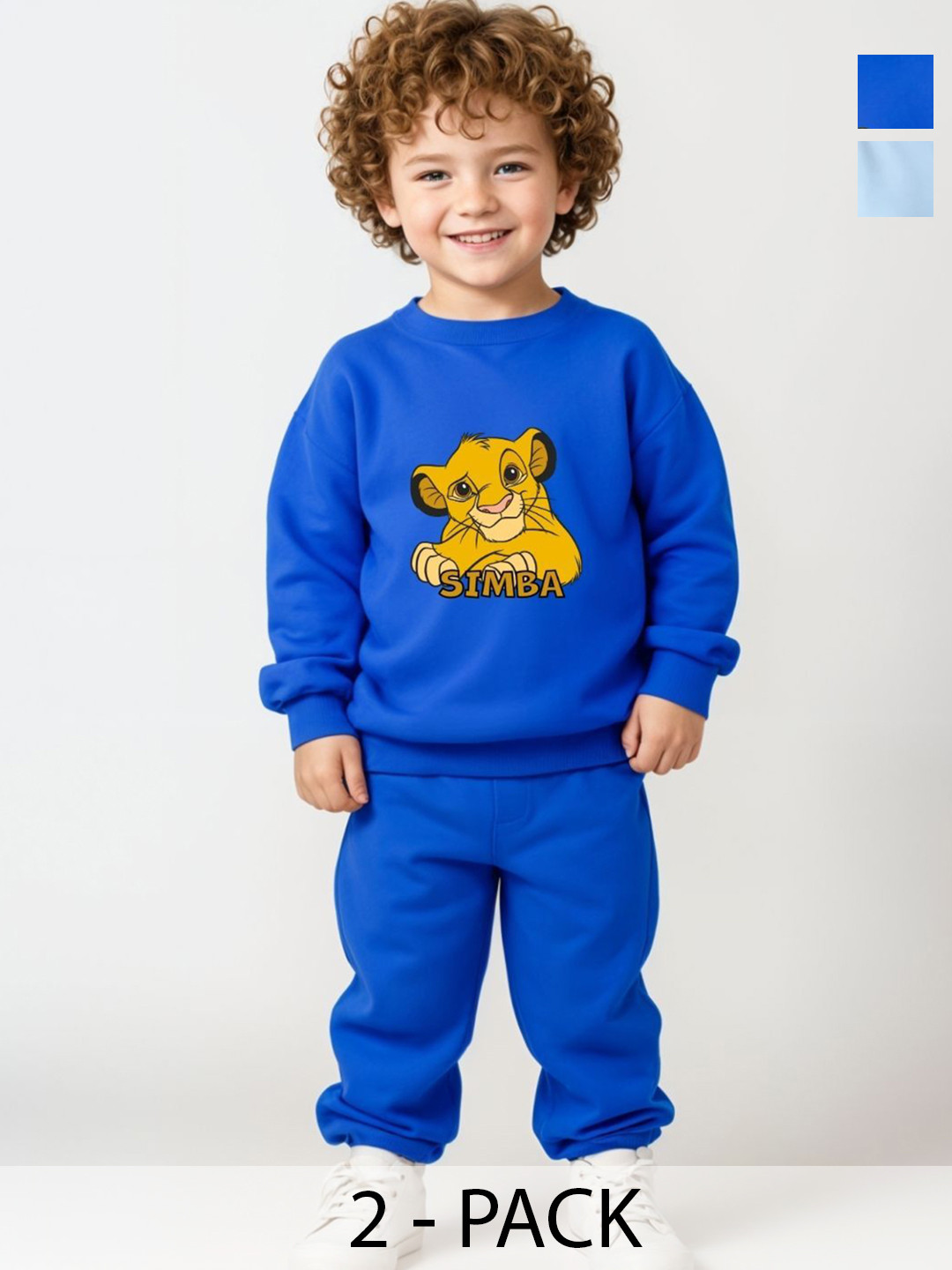 Minicult Kids Pack Of 2 Simba Graphic Printed Pure Cotton Sweatshirt With Pyjamas