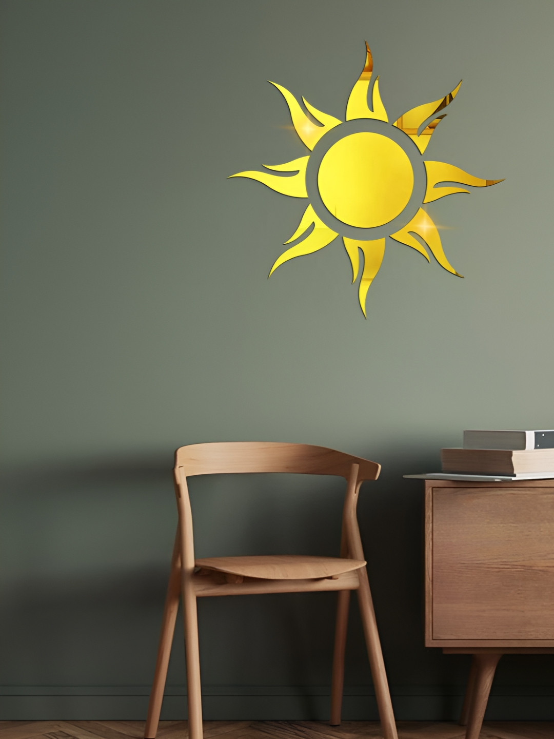WallDaddy Gold Toned Sun Mirror WallSticker