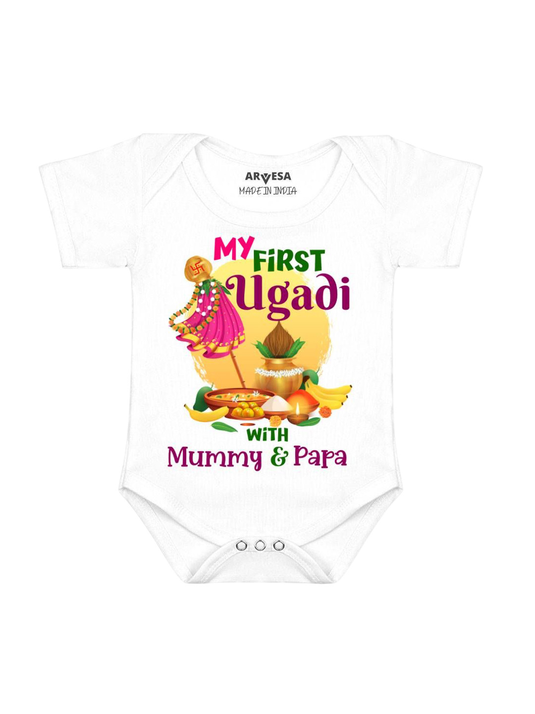 Arvesa First Ugadi Printed Baby Romper