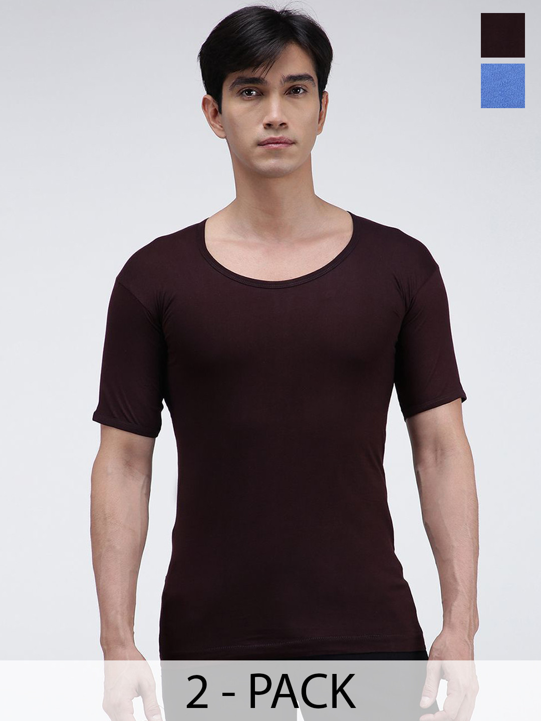 AMUL COMFY Pack Of 2 Pure Cotton Undershirt Vests AC-CVESTRNS-SB-CB-L-2PC