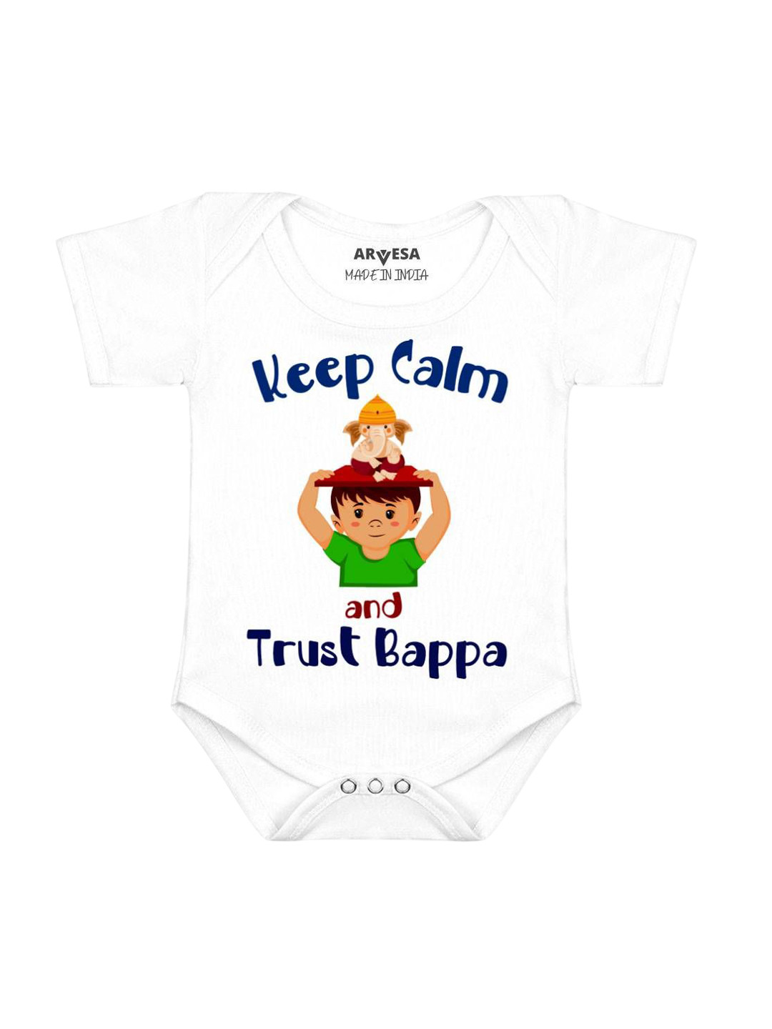 Arvesa First Ganpati Printed Baby Romper