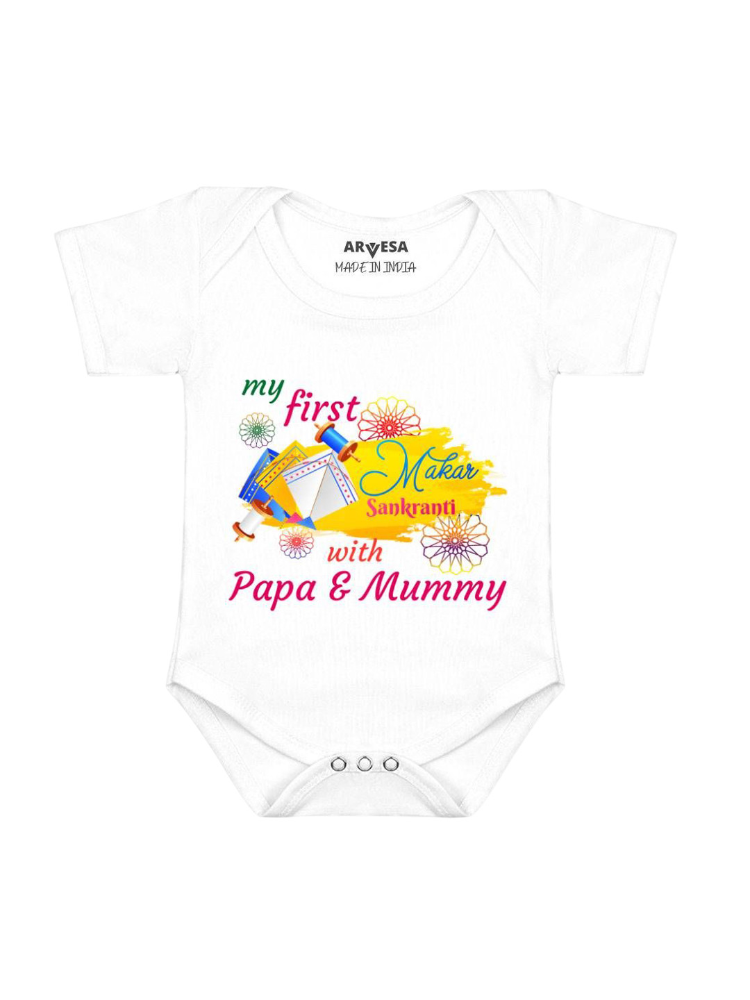 Arvesa First Makar sankranti Printed Baby Romper