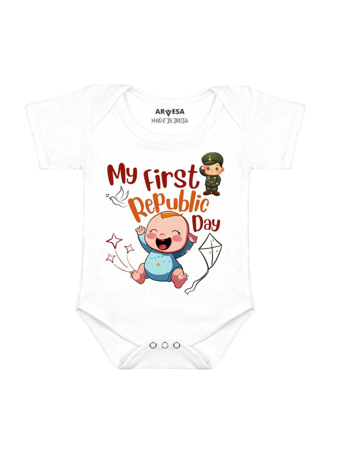 Arvesa First Republic Day Printed Baby Romper