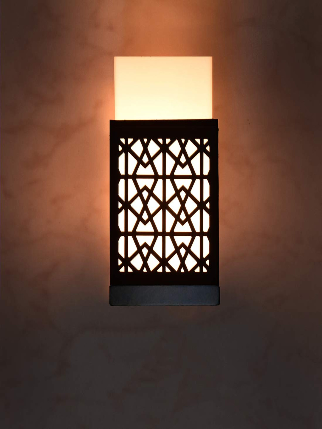 Gojeeva Black & White Textured Contemporary Wooden Rectangle Shaped Hanging Lamp
