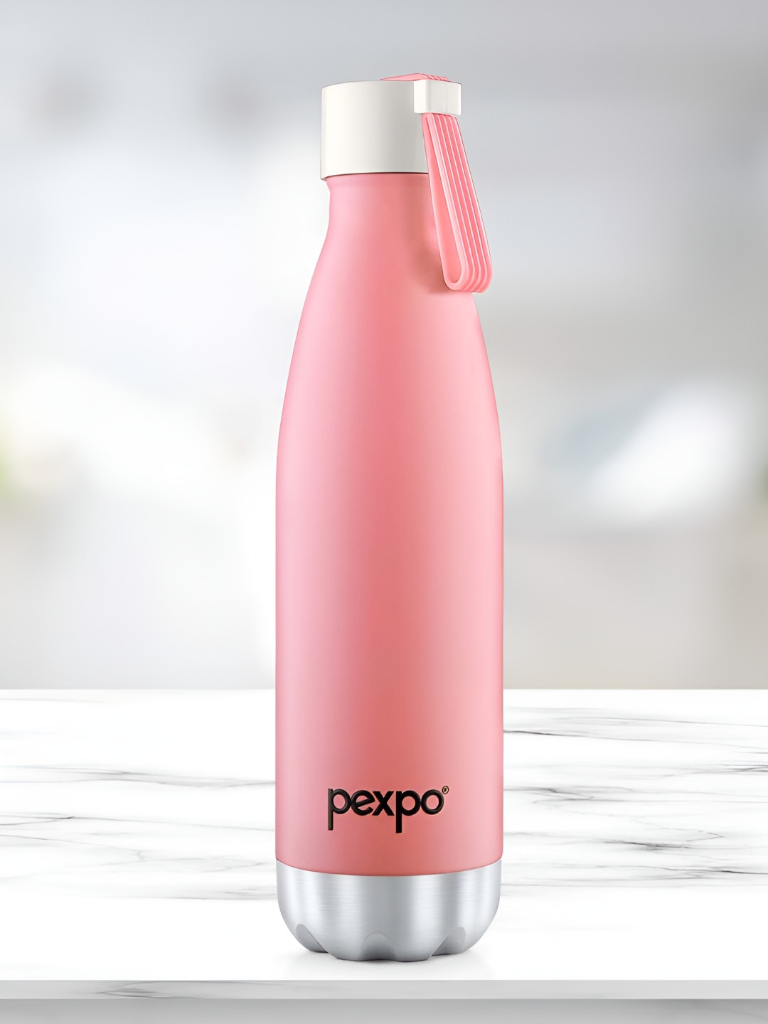 Pexpo Espresso Pink Solid Stainless Steel Double Wall Vacuum Water Bottle - 500ml