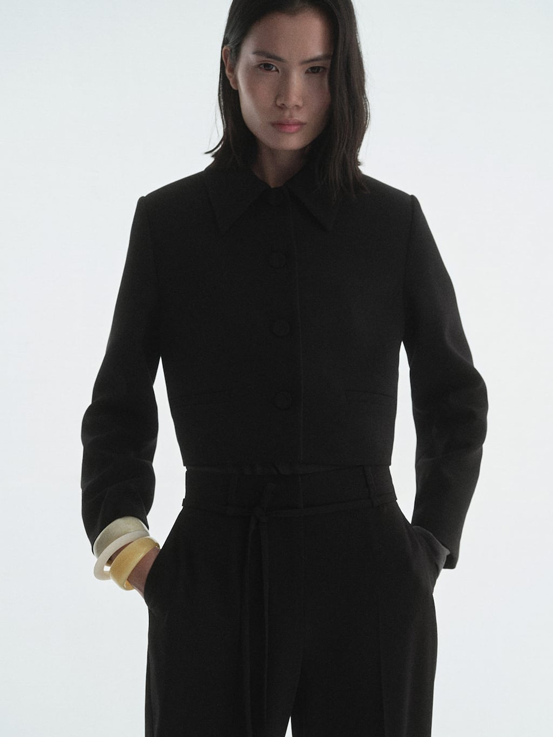 MANGO Crop Tailored Jacket