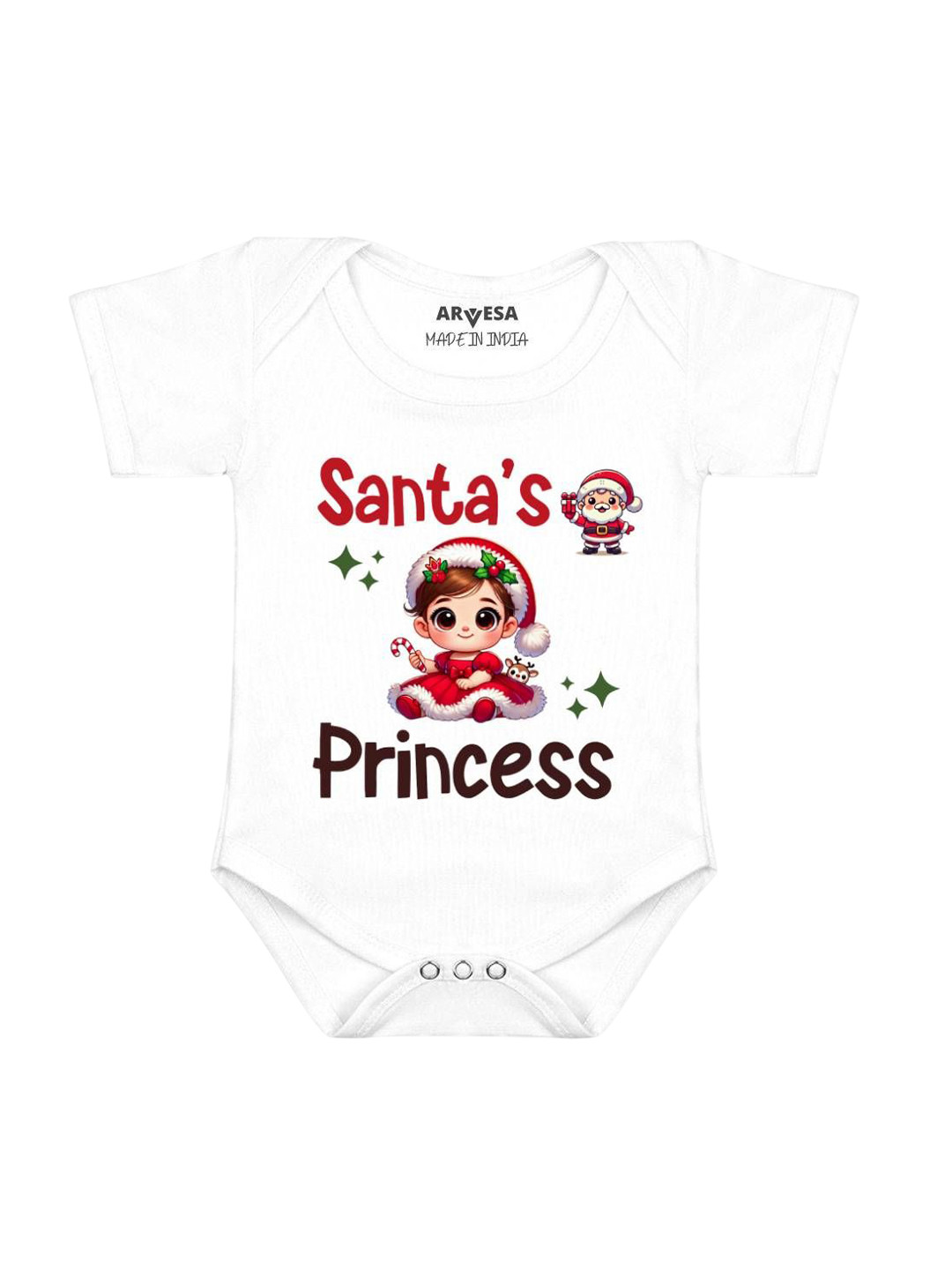 Arvesa Santas Princess Printed Baby Romper